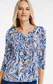Tee-shirt col mao imprimé feuillage