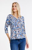 Tee-shirt col mao imprimé feuillage