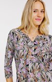Tee-shirt col mao imprimé feuillage