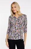 Tee-shirt col mao imprimé feuillage