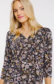 Tee-shirt col mao imprimé fleur indienne