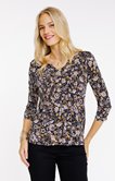 Tee-shirt col mao imprimé fleur indienne