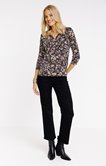 Tee-shirt col mao imprimé fleur indienne