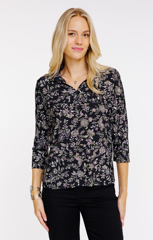 Tee-shirt col polo manches 3/4