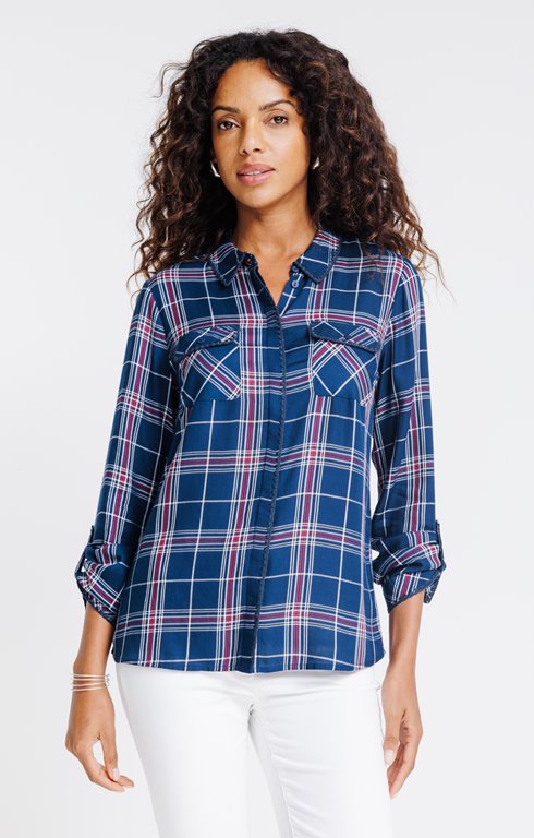 Chemise à carreaux brodée
