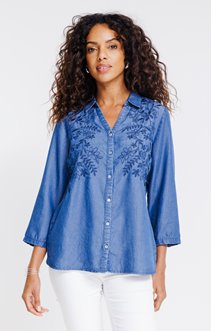 Chemise brodée en lyocell