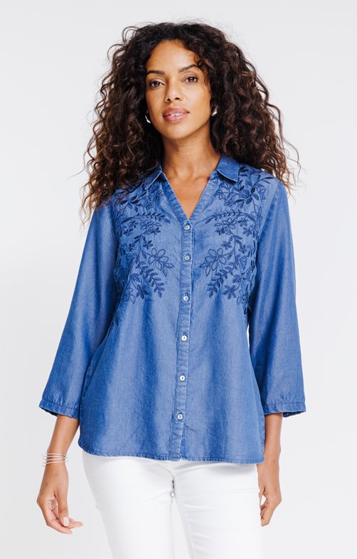 Chemise brodée en lyocell