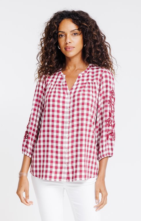 Blouse vichy brodée