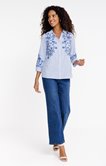 Chemise rayée brodée
