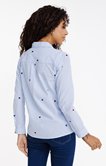 Chemise rayée coeurs brodés