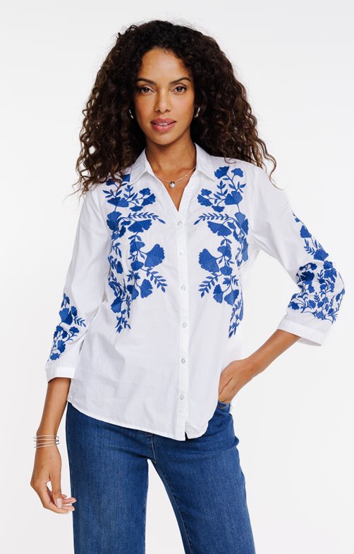 Chemise unie brodée