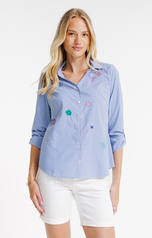 Chemise à rayure brodée