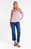 Chemise à rayures fleurs brodées