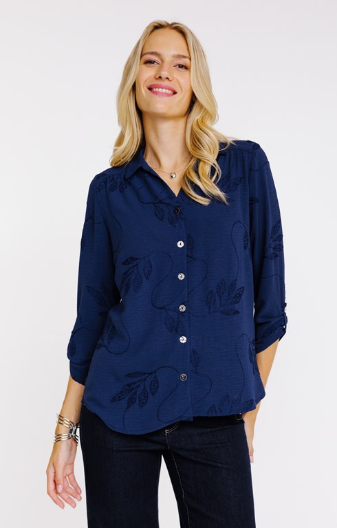 Chemise unie brodée