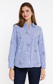 Chemise rayée à imprimé fleurs