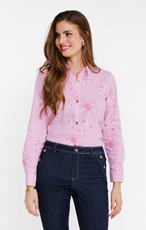 Chemise rayée à imprimé fleurs