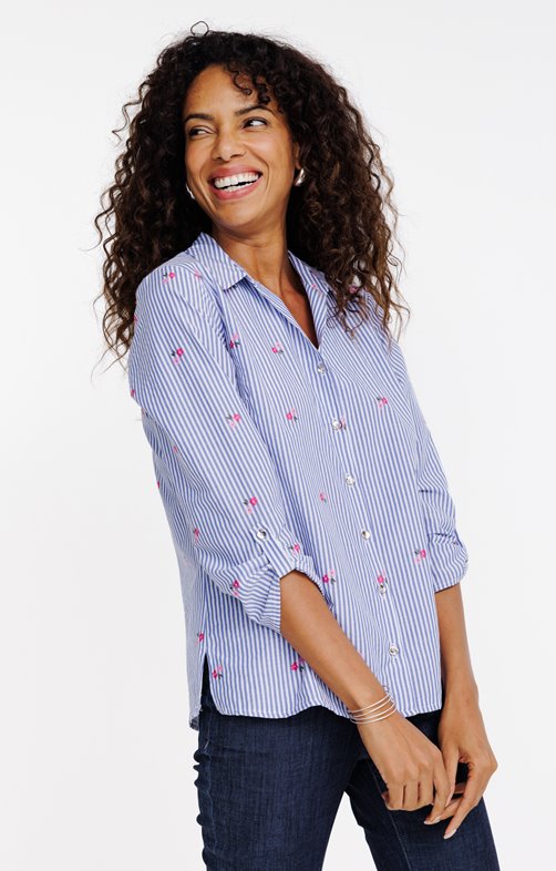 Chemise rayée à fleurs