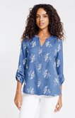 Blouse col mao brodée