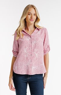 Chemise unie brodée