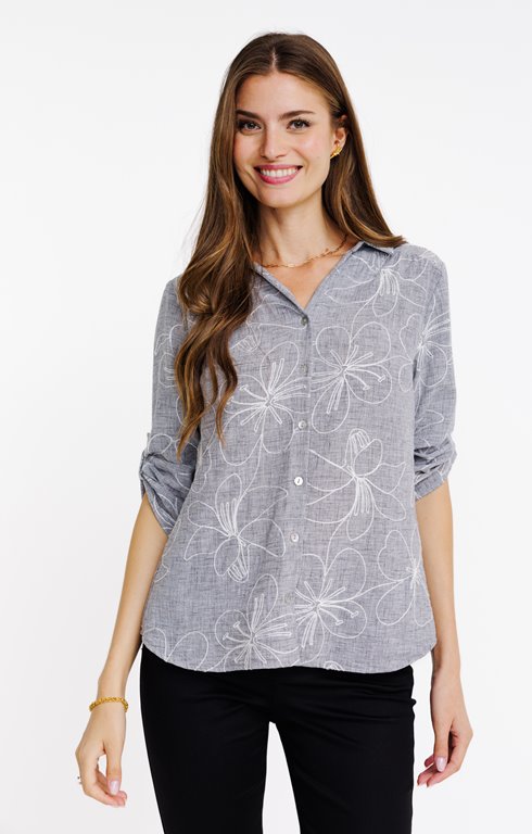 Chemise unie brodée