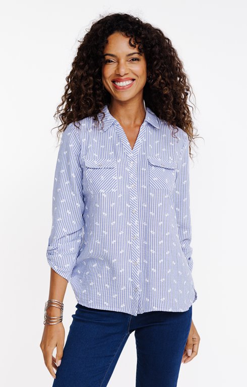 Chemise rayée avec fleurs