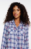 Chemise imprimée carreaux avec fleurs