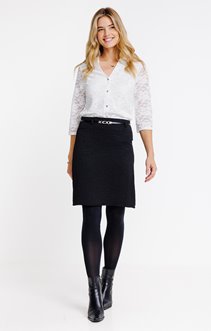 Jupe genoux en jacquard avec ceinture