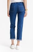 Pantalon jogging en jean cordon léopard