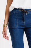 Pantalon jogging en jean cordon léopard