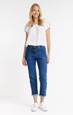 Pantalon jogging en jean cordon léopard