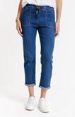 Pantalon jogging en jean cordon léopard