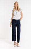 Pantalon jean large plis marqués