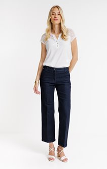 Pantalon jean large plis marqués