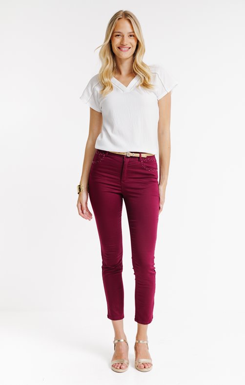 Pantalon 7/8 coupe slim avec ceinture
