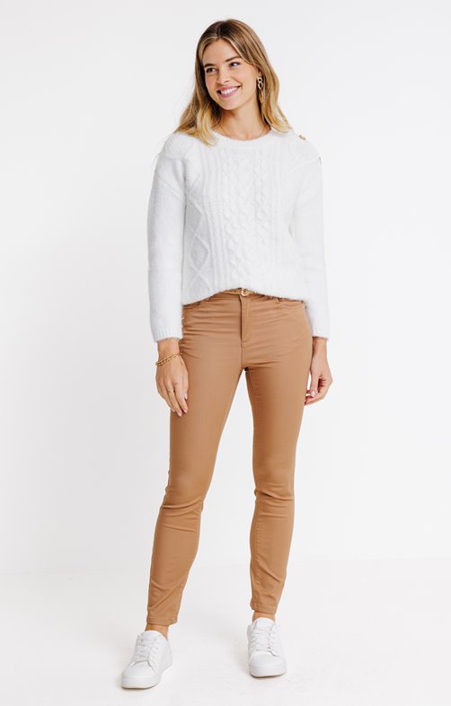 Pantalon 7/8 coupe slim avec ceinture