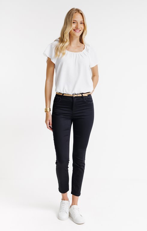 Pantalon 7/8 coupe slim avec ceinture