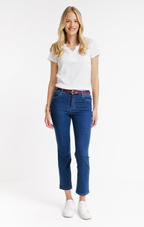 Jean 7/8 coupe droite avec ceinture