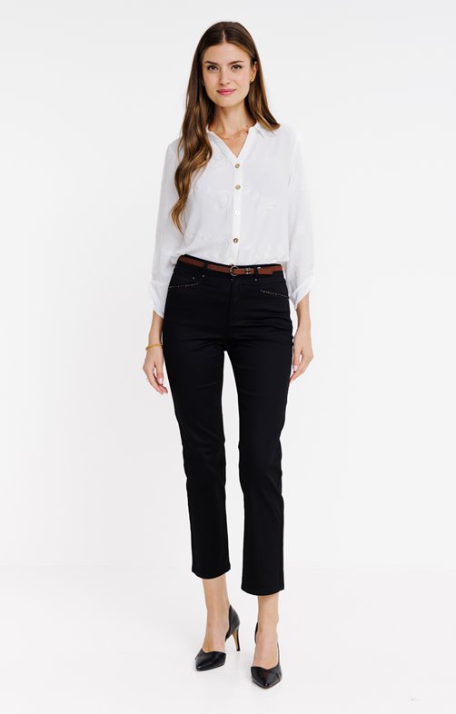 Pantalon 7/8 coupe droite avec ceinture