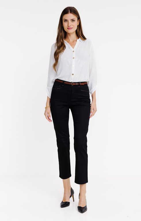 Pantalon 7/8 coupe droite avec ceinture