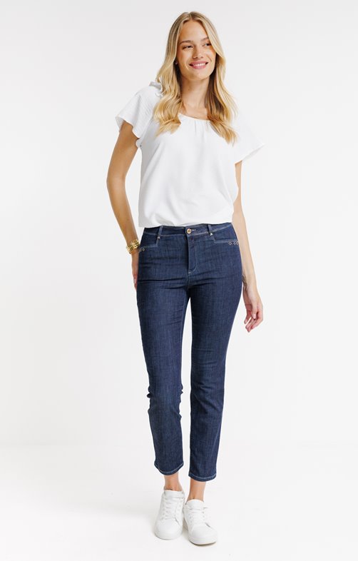 Jean 7/8 coupe slim avec strass