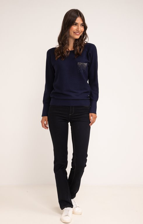 Pantalon droit avec strass