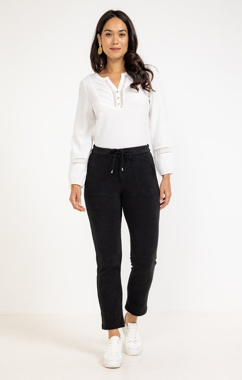Pantalon jogging en maille velours