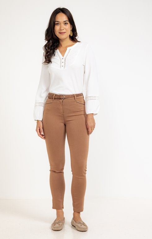 Pantalon stretch droit piping lurex