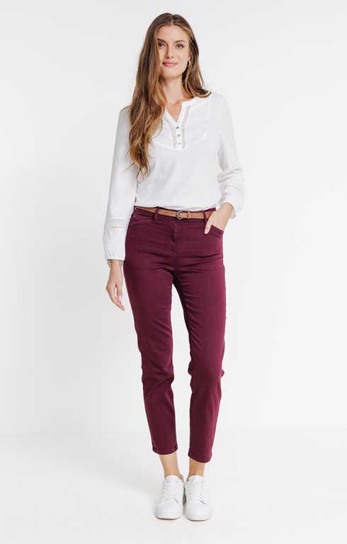 Pantalon stretch droit piping lurex