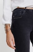 Jean gris coupe slim avec ceinture