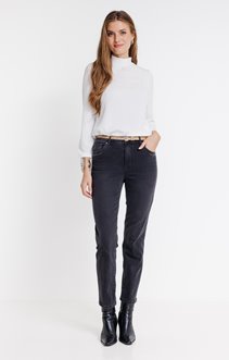 Jean gris coupe slim avec ceinture
