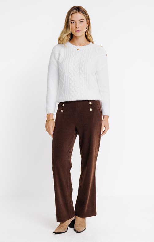 Tregging en maille velours coupe large