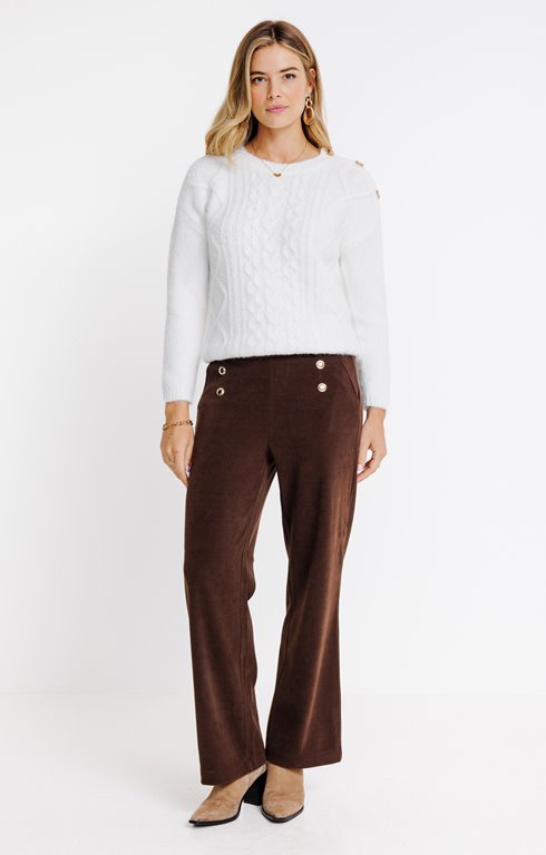 Tregging en maille velours coupe large