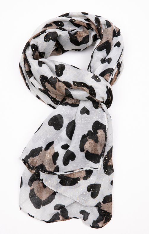 Grand foulard léger coeurs léopard