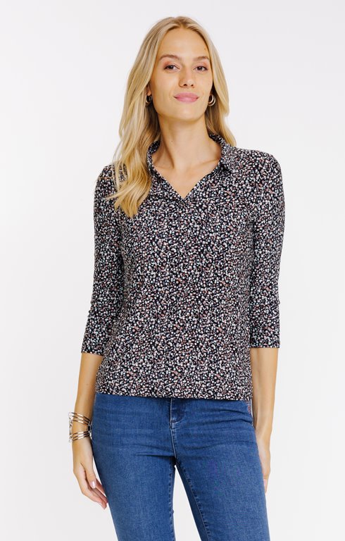 Tee-shirt col polo imprimé bulles